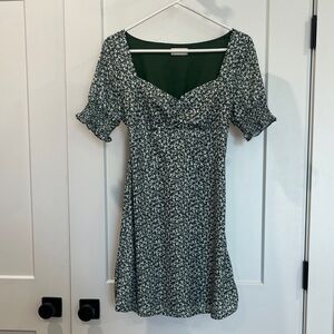 Altar'd State Green Floral Mini Dress, Size Medium